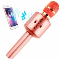 Беспроводной караоке микрофон с колонкой WSTER WS-858 KTV розовый