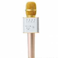 Беспроводной микрофон для караоке Tuxun Q9 с колонкой золотой