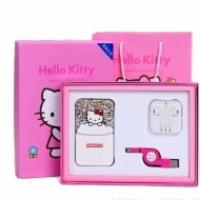 Набор Hello Kitty (наушники earPod, кабель для зарядки iPhone, внешний аккумулятор)